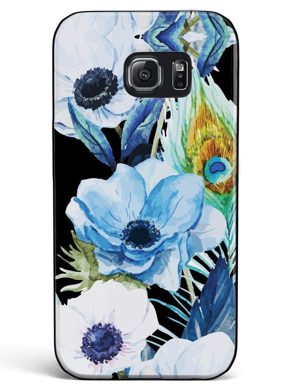 Peacock Feather Flowers - Black Case