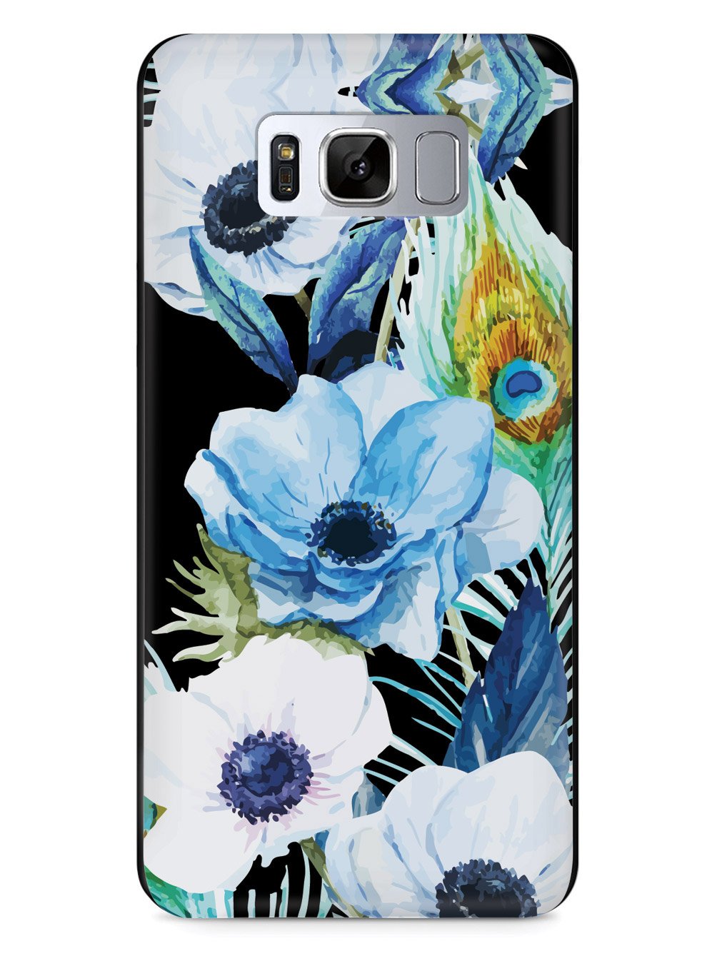 Peacock Feather Flowers - Black Case