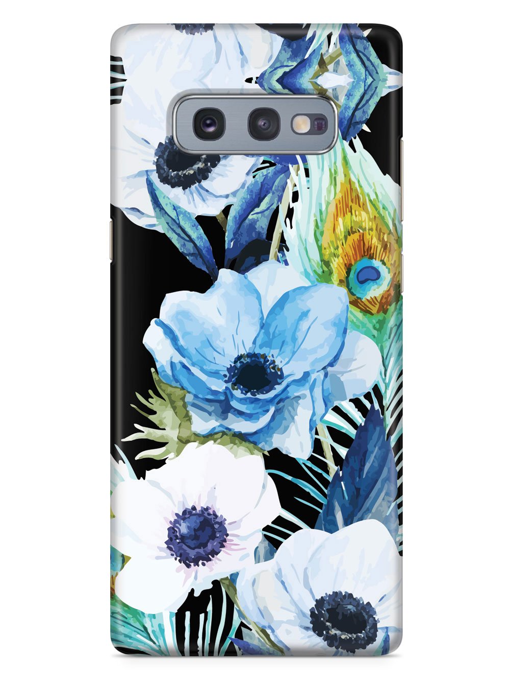 Peacock Feather Flowers - Black Case