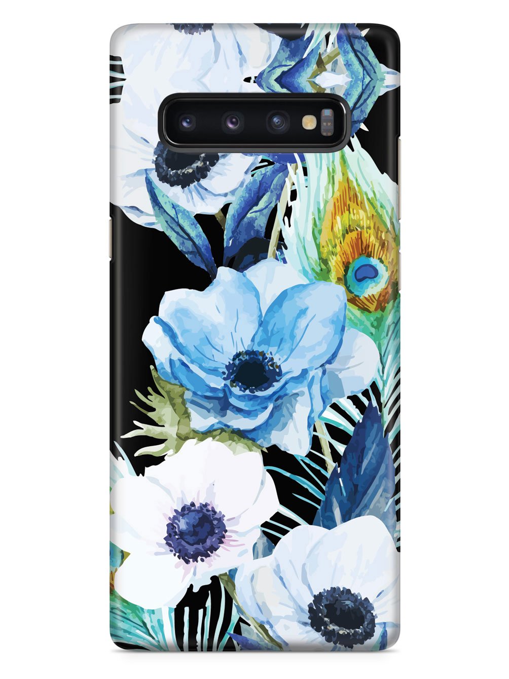 Peacock Feather Flowers - Black Case