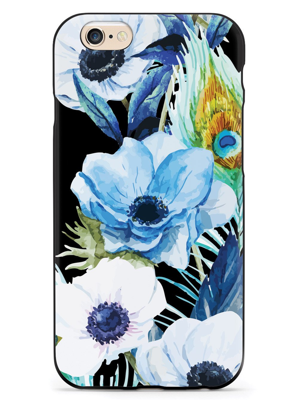 Peacock Feather Flowers - Black Case