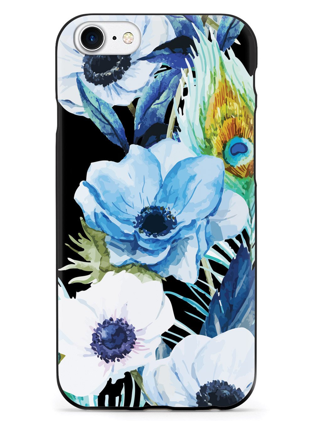 Peacock Feather Flowers - Black Case