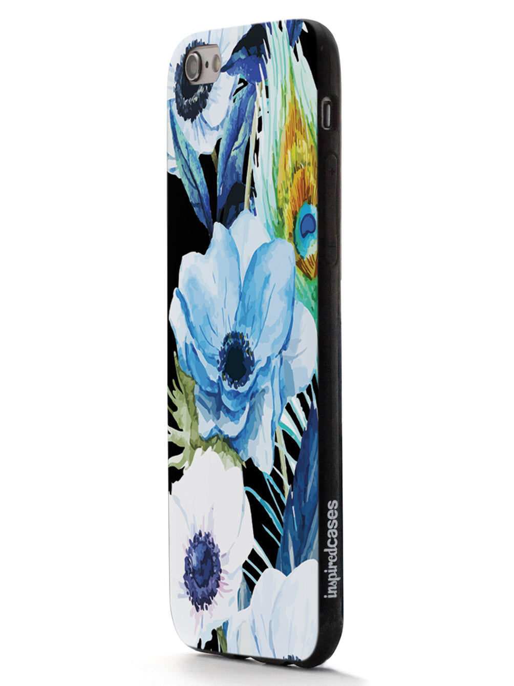 Peacock Feather Flowers - Black Case