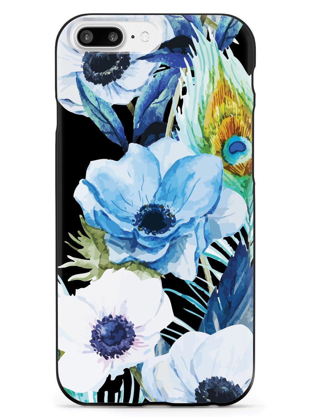 Peacock Feather Flowers - Black Case