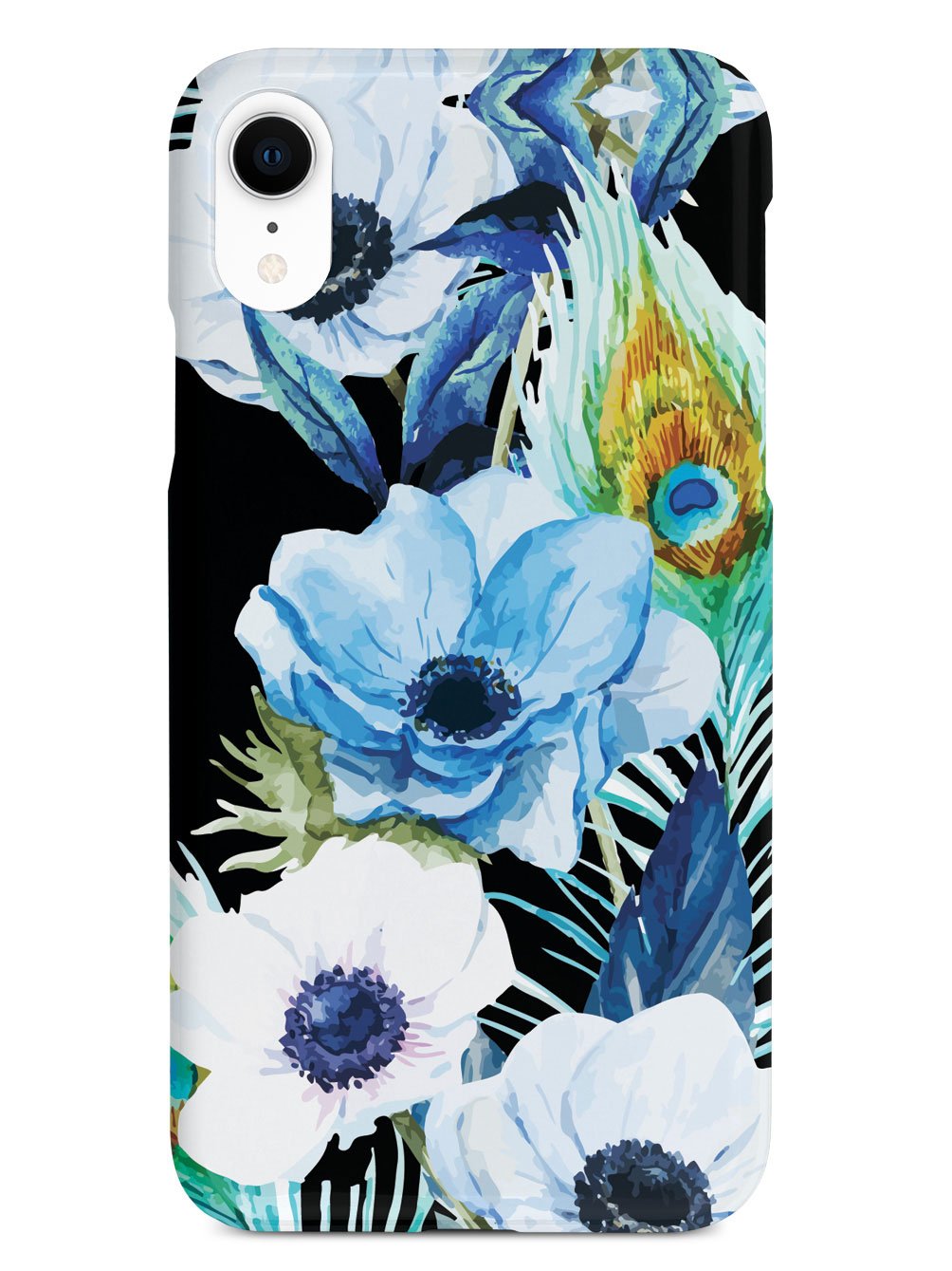 Peacock Feather Flowers - Black Case