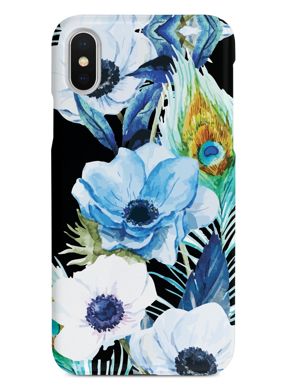 Peacock Feather Flowers - Black Case