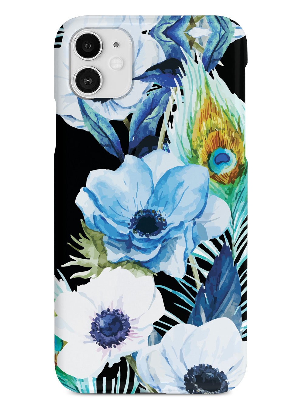 Peacock Feather Flowers - Black Case