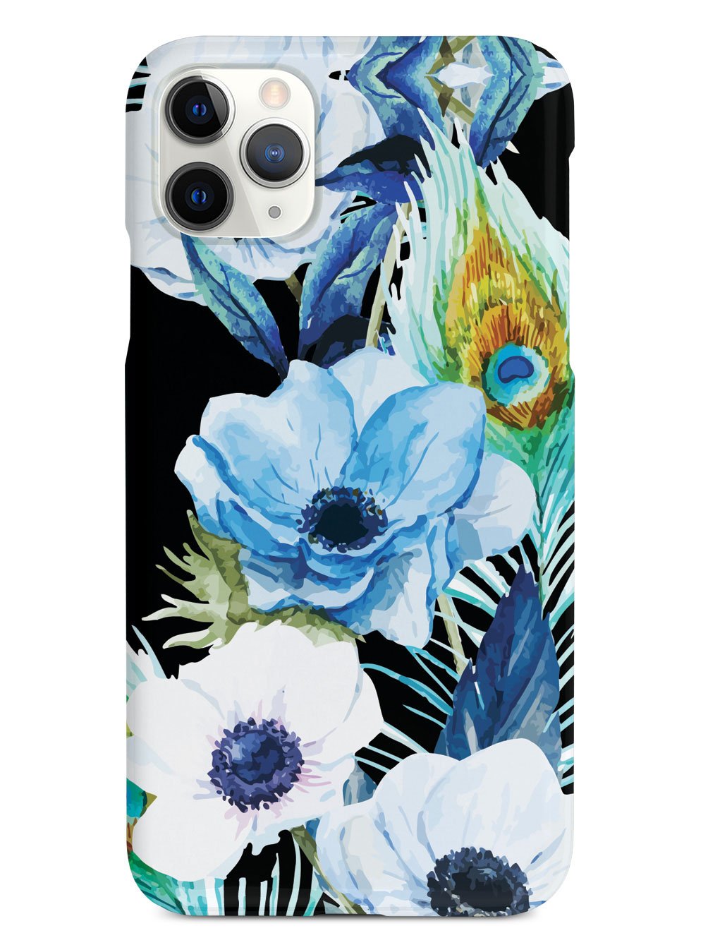 Peacock Feather Flowers - Black Case