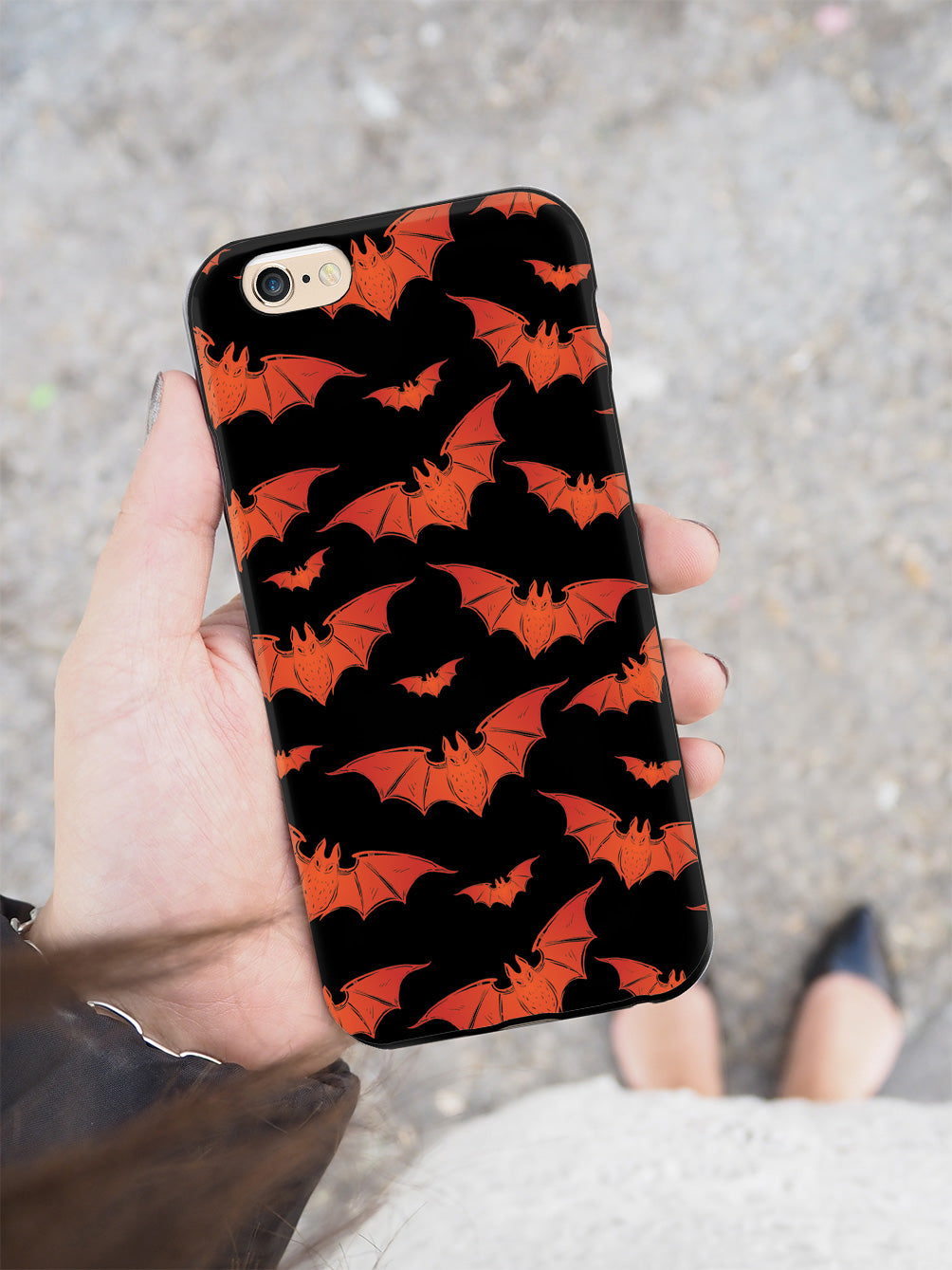 Orange Halloween Bats - Black Case