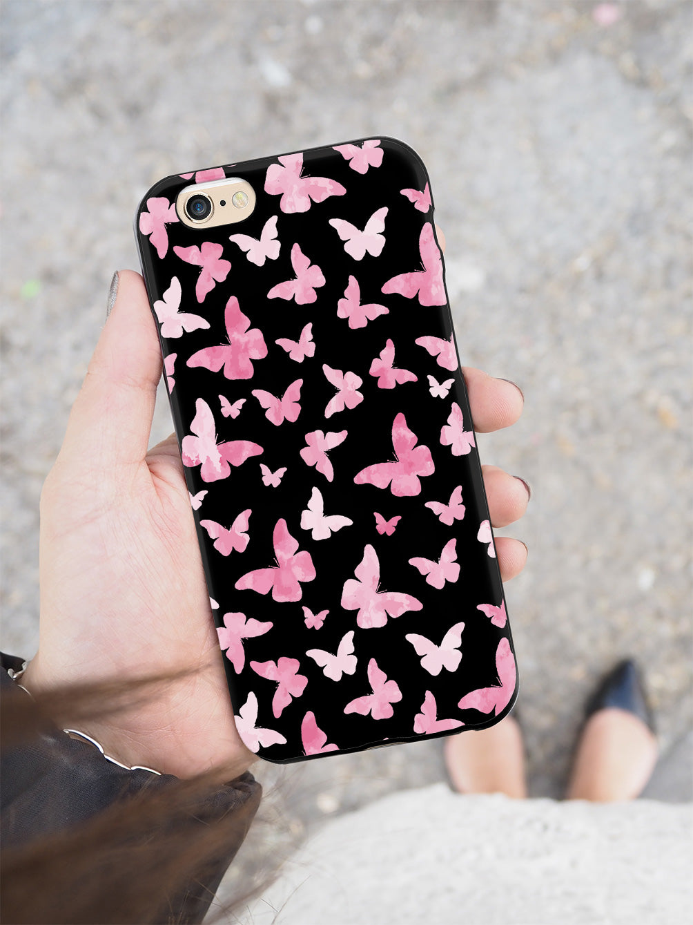 Pink Butterflies - Black Case