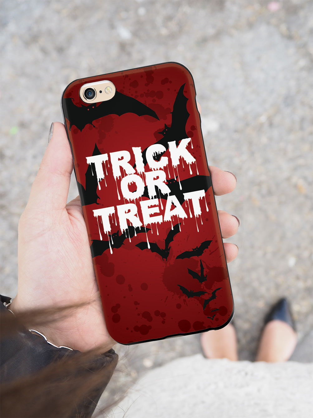 Trick or Treat - Bats in Red Background - Black Case