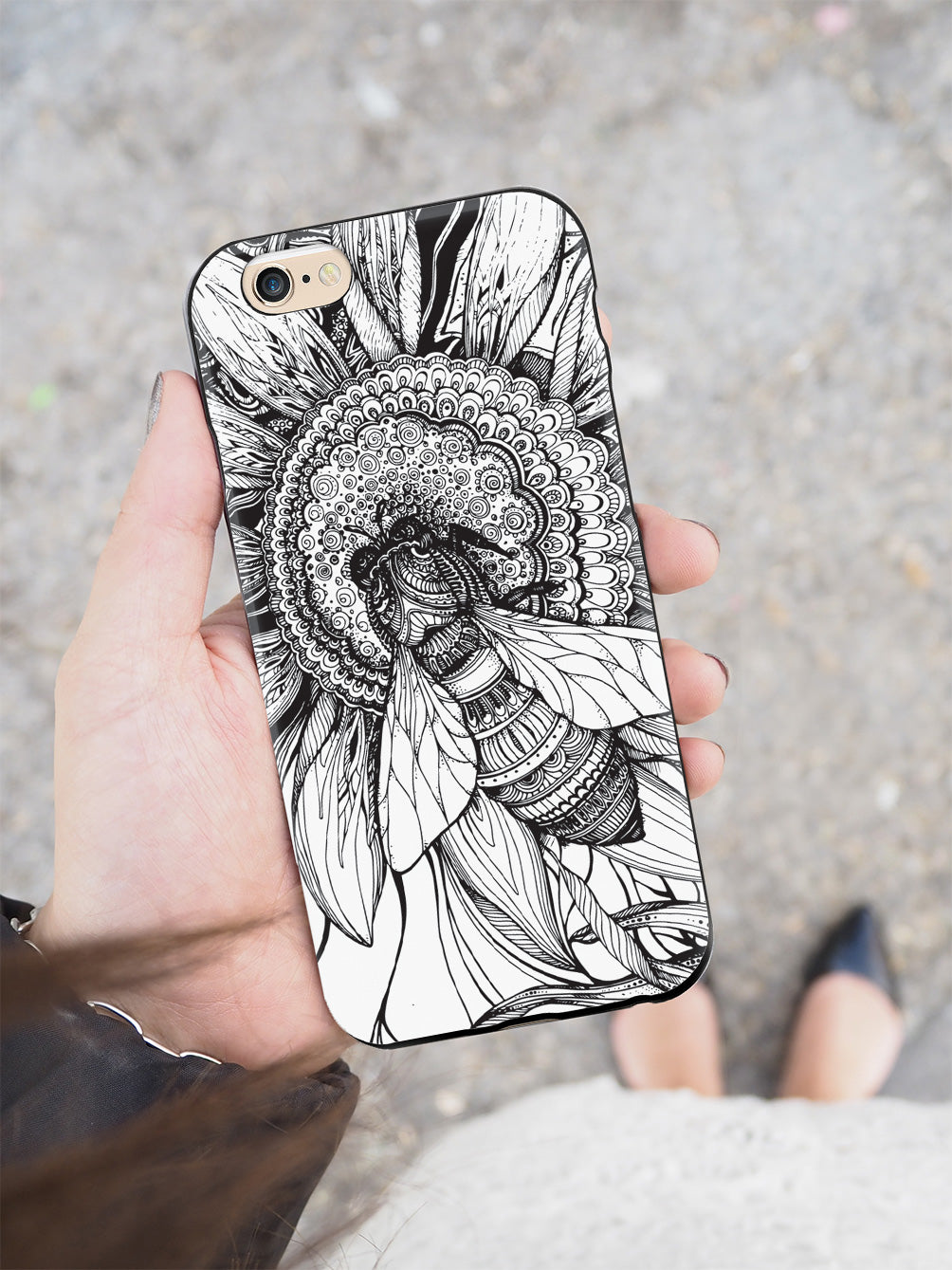 Sunflower & Bee - Sketch - Black Case