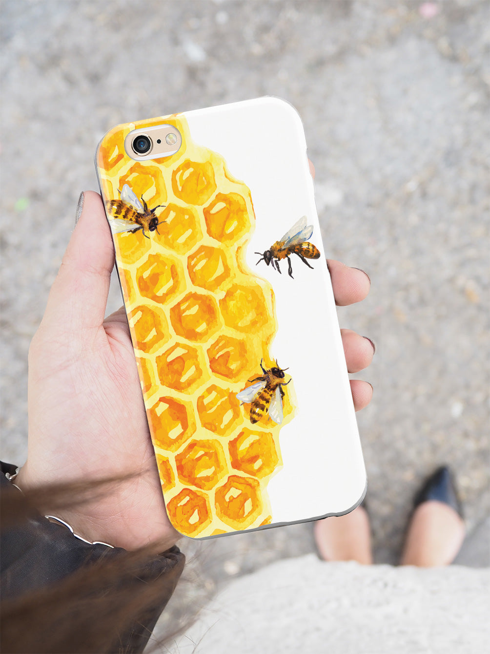 Watercolor Bees on Honeycomb - White Case