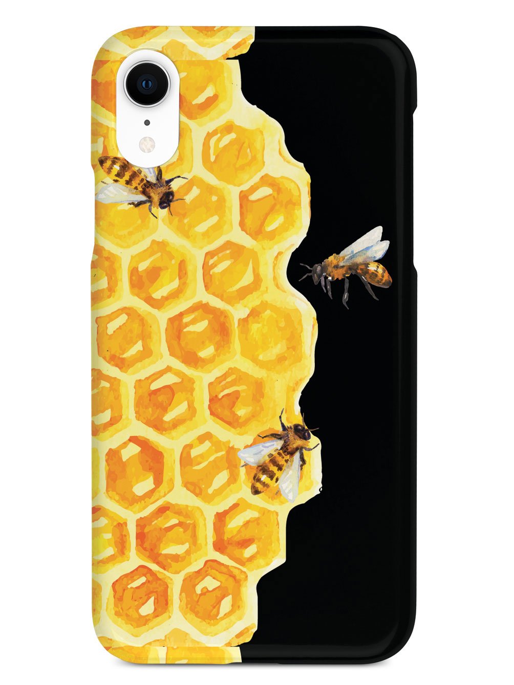 Watercolor Bees on Honeycomb - Black Case