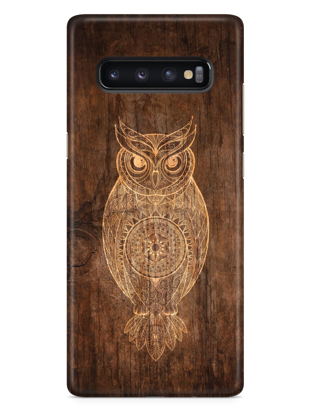 Faux Wooden Mandala Owl - White Case