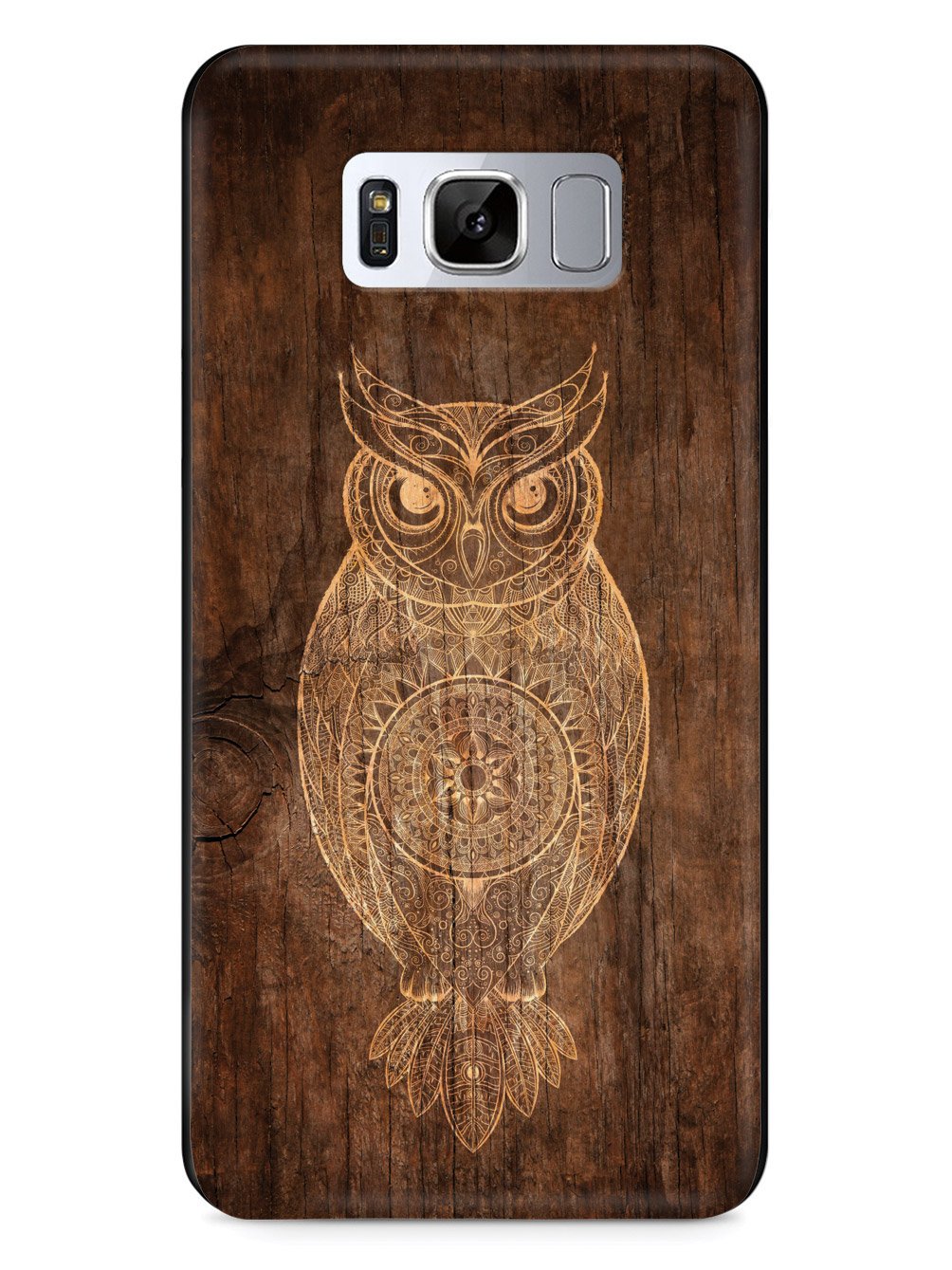 Faux Wooden Mandala Owl - Black Case