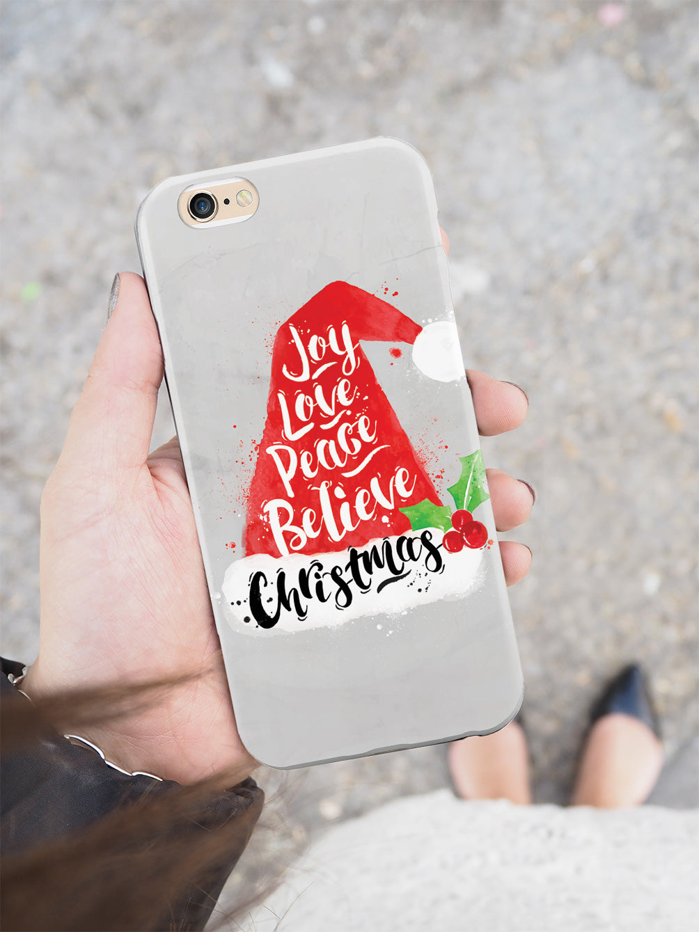 Joy, Love, Peace, Believe - Christmas Hat - White Case