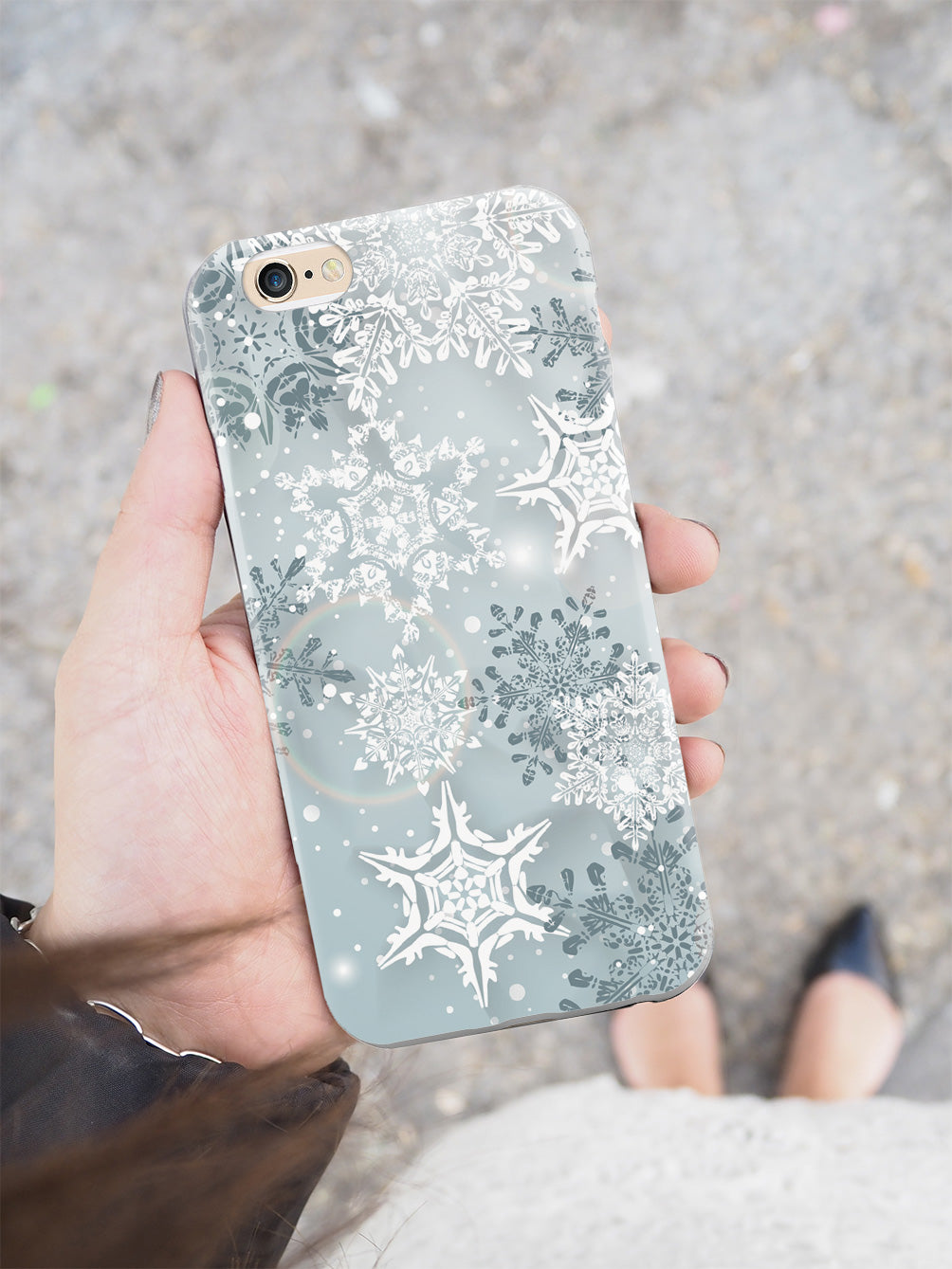 Silver Winter Snowflakes - White Case