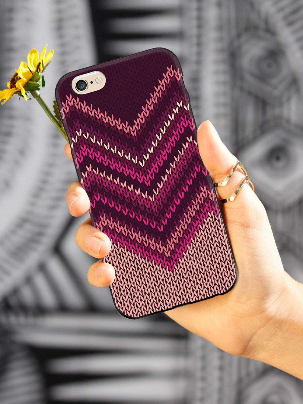 Pink and Purple Sweater Texture - Black Case