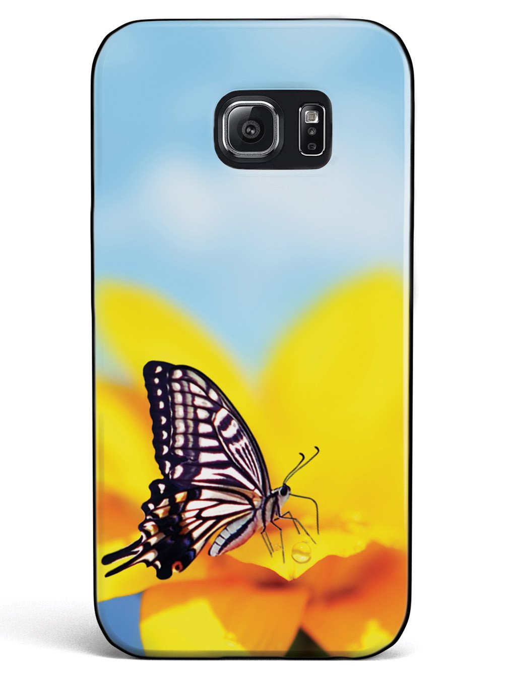 Monarch Butterfly on Yellow Flower - Black Case