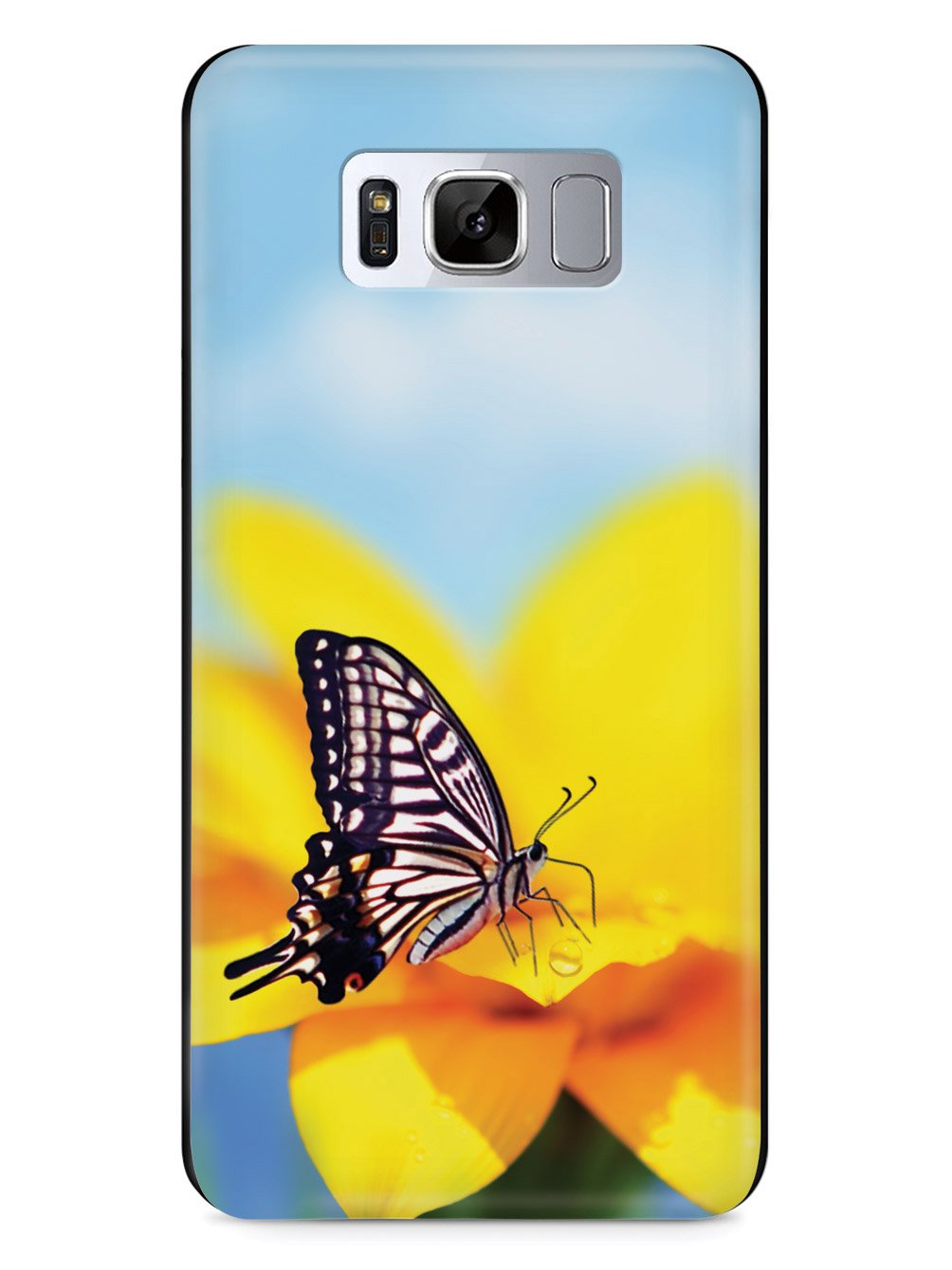 Monarch Butterfly on Yellow Flower - Black Case