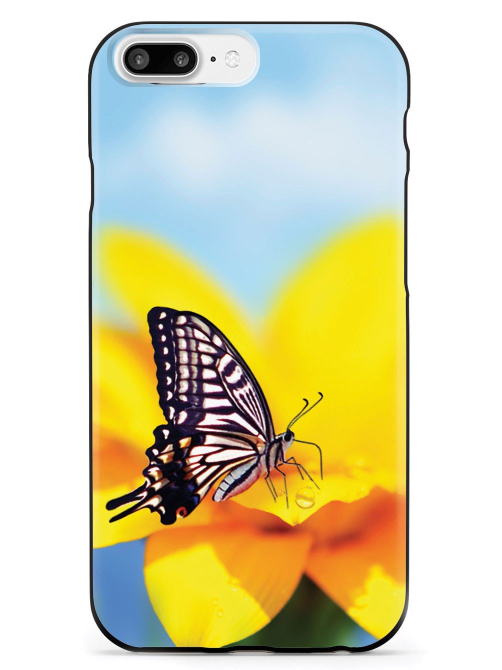 Monarch Butterfly on Yellow Flower - Black Case