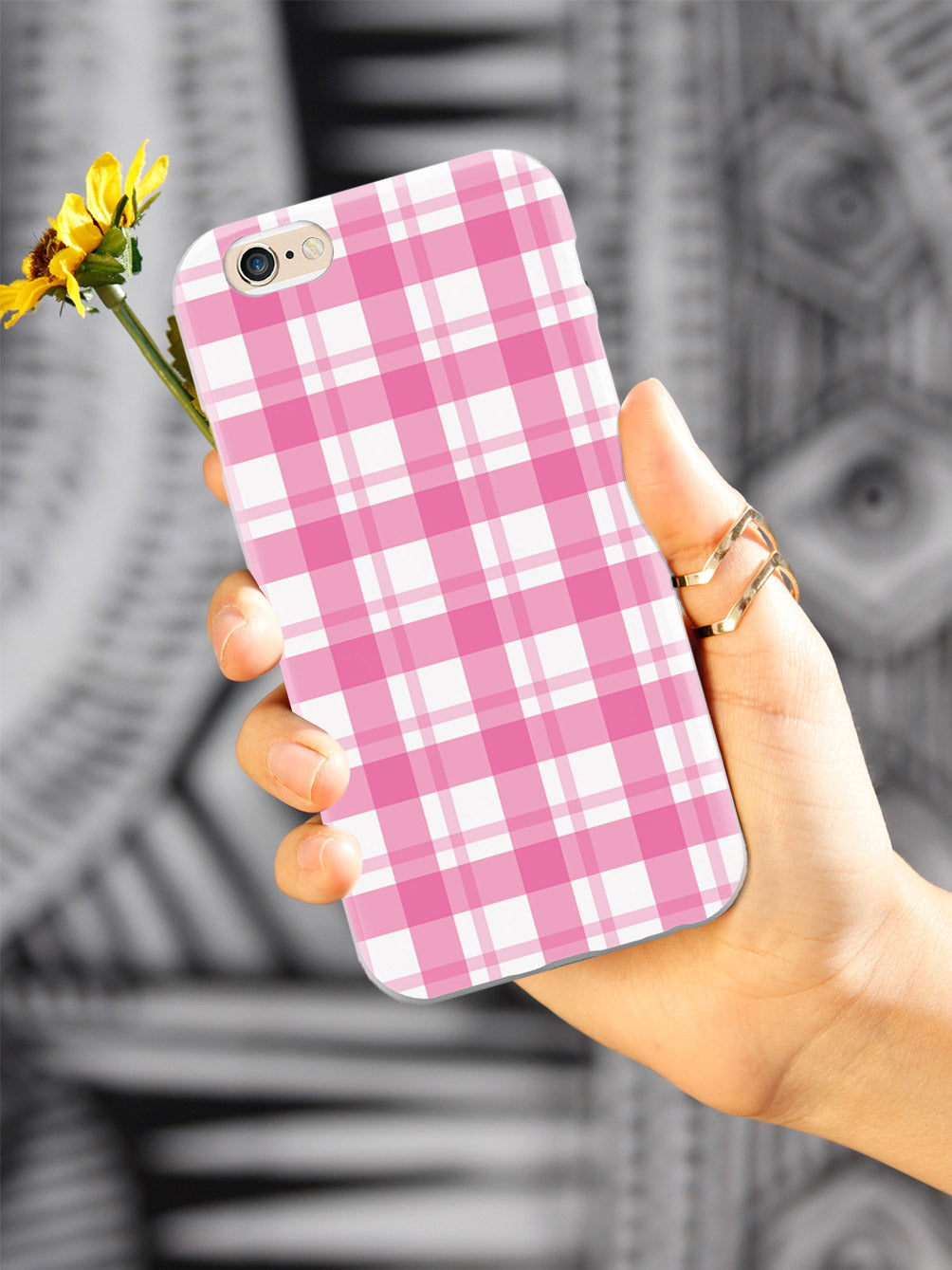Pink and White Plaid - White Case