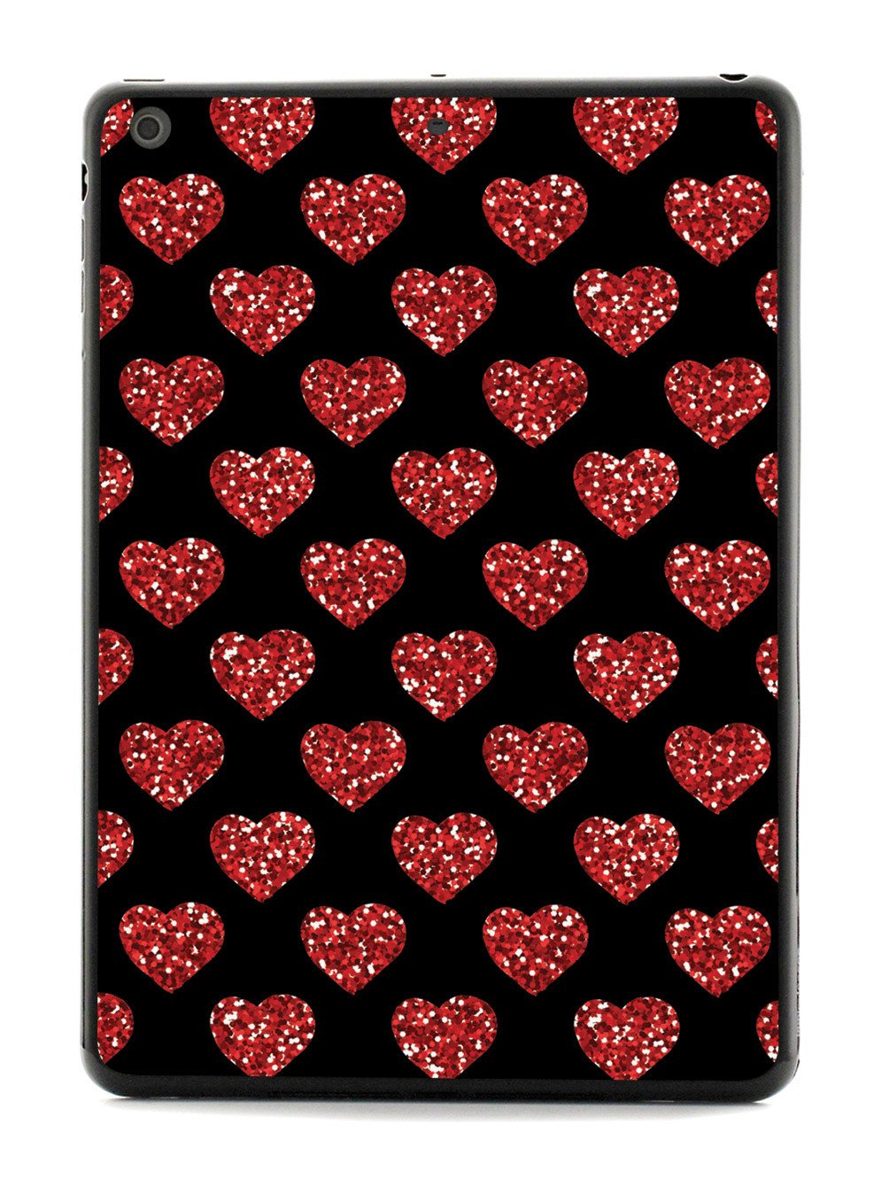 Red Glitter Heart Pattern - Black Case