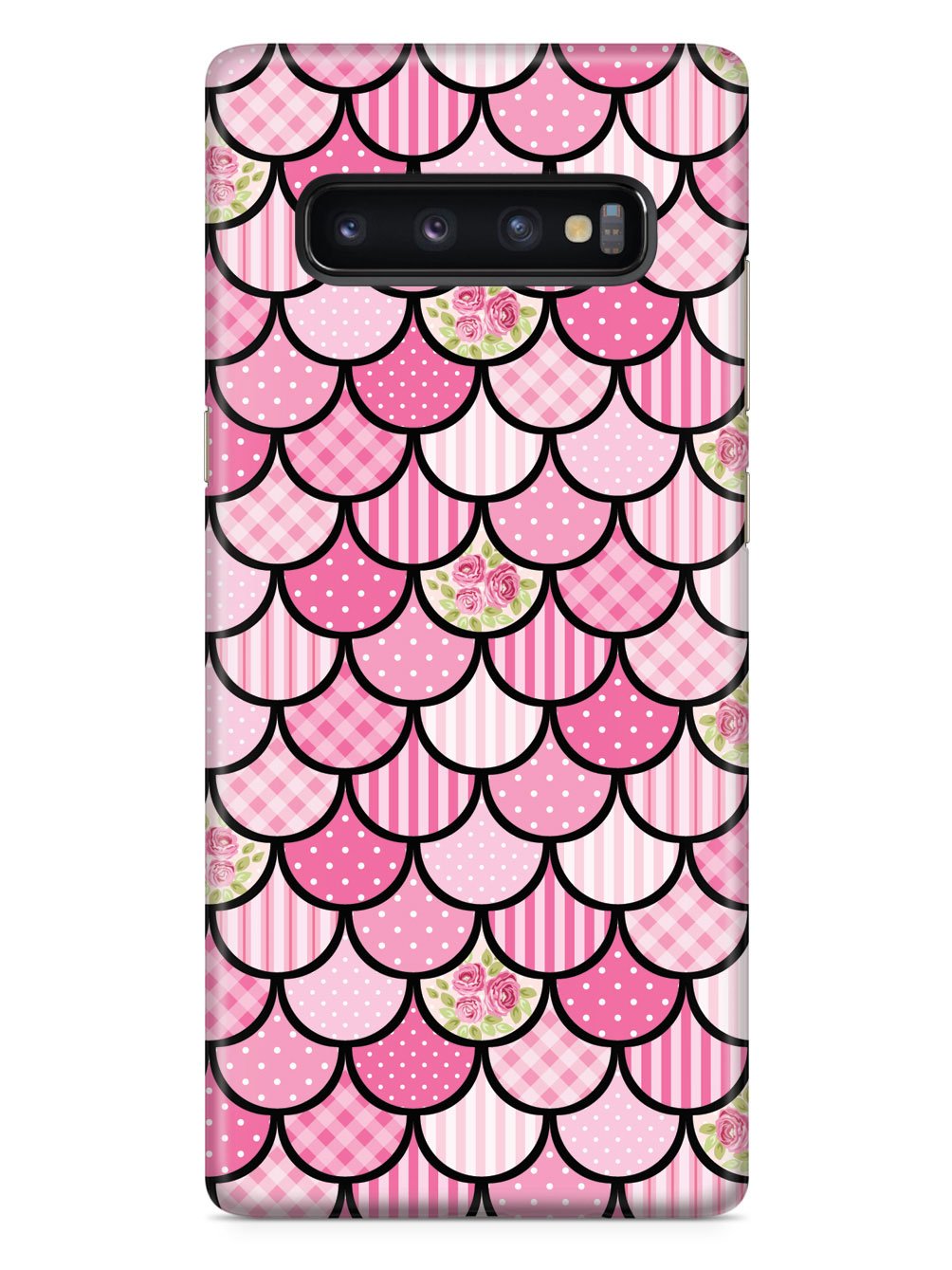 Mermaid Scales - Pink Patchwork - Black Case