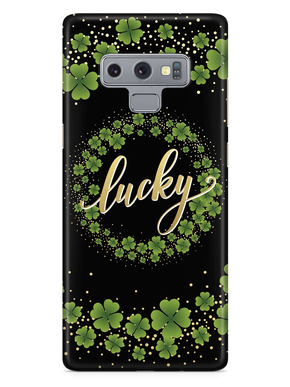 Lucky - Green and Gold Shamrocks - Black Case