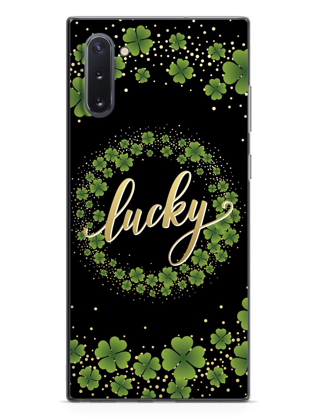 Lucky - Green and Gold Shamrocks - Black Case
