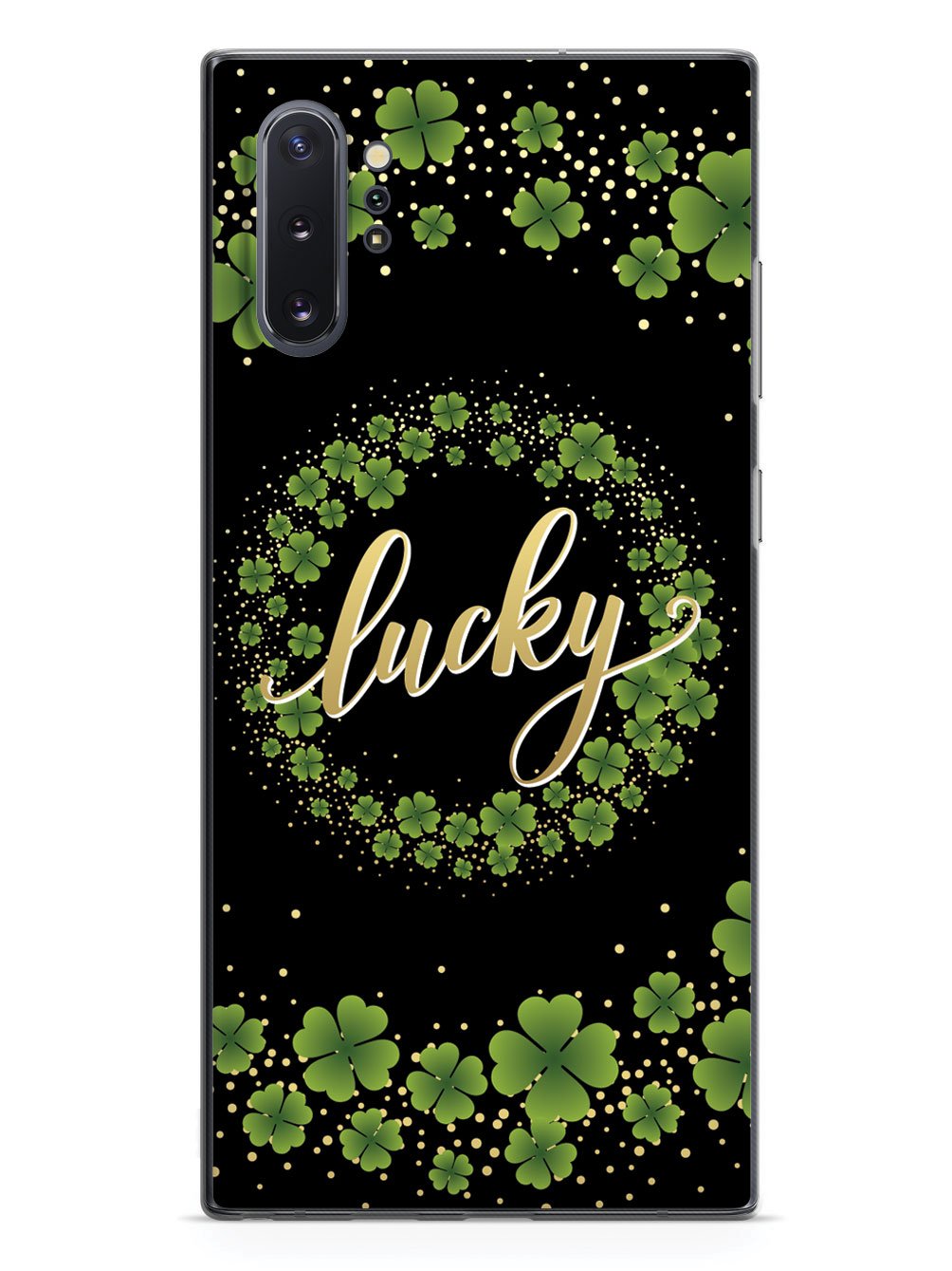 Lucky - Green and Gold Shamrocks - Black Case