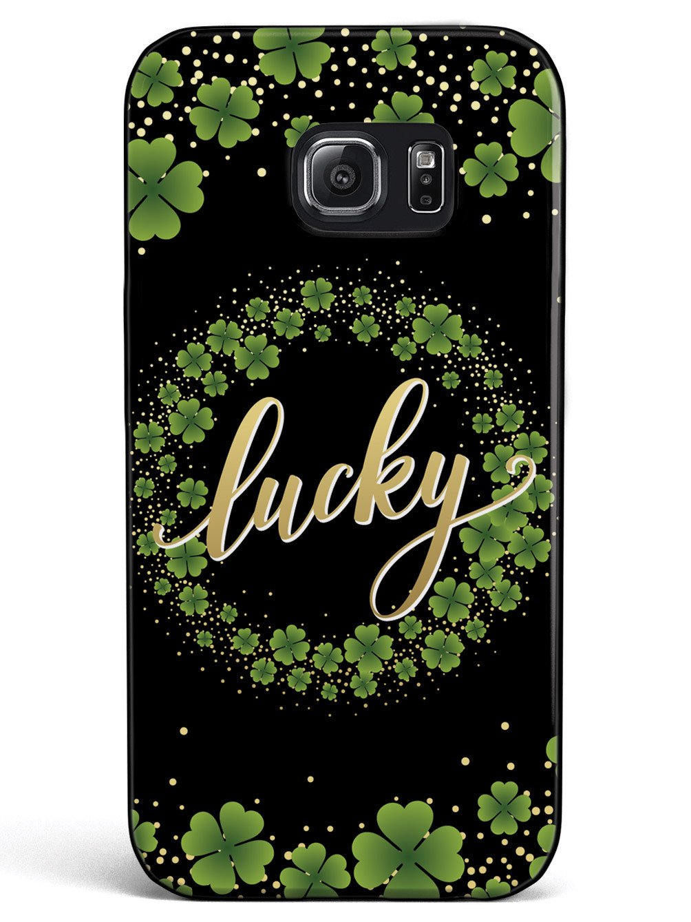 Lucky - Green and Gold Shamrocks - Black Case