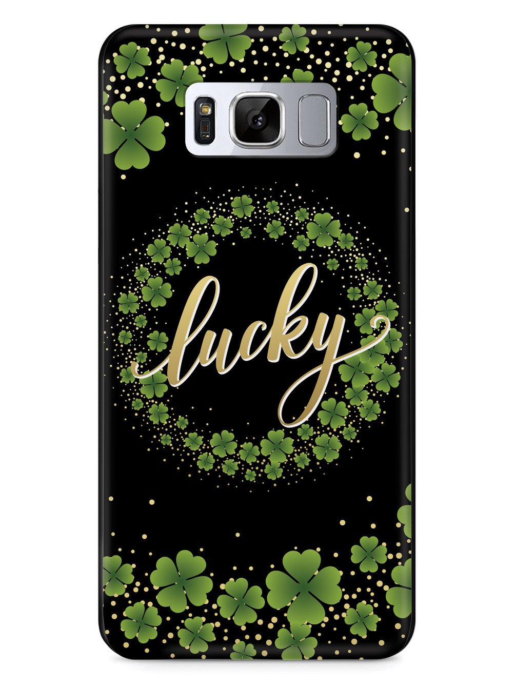 Lucky - Green and Gold Shamrocks - Black Case