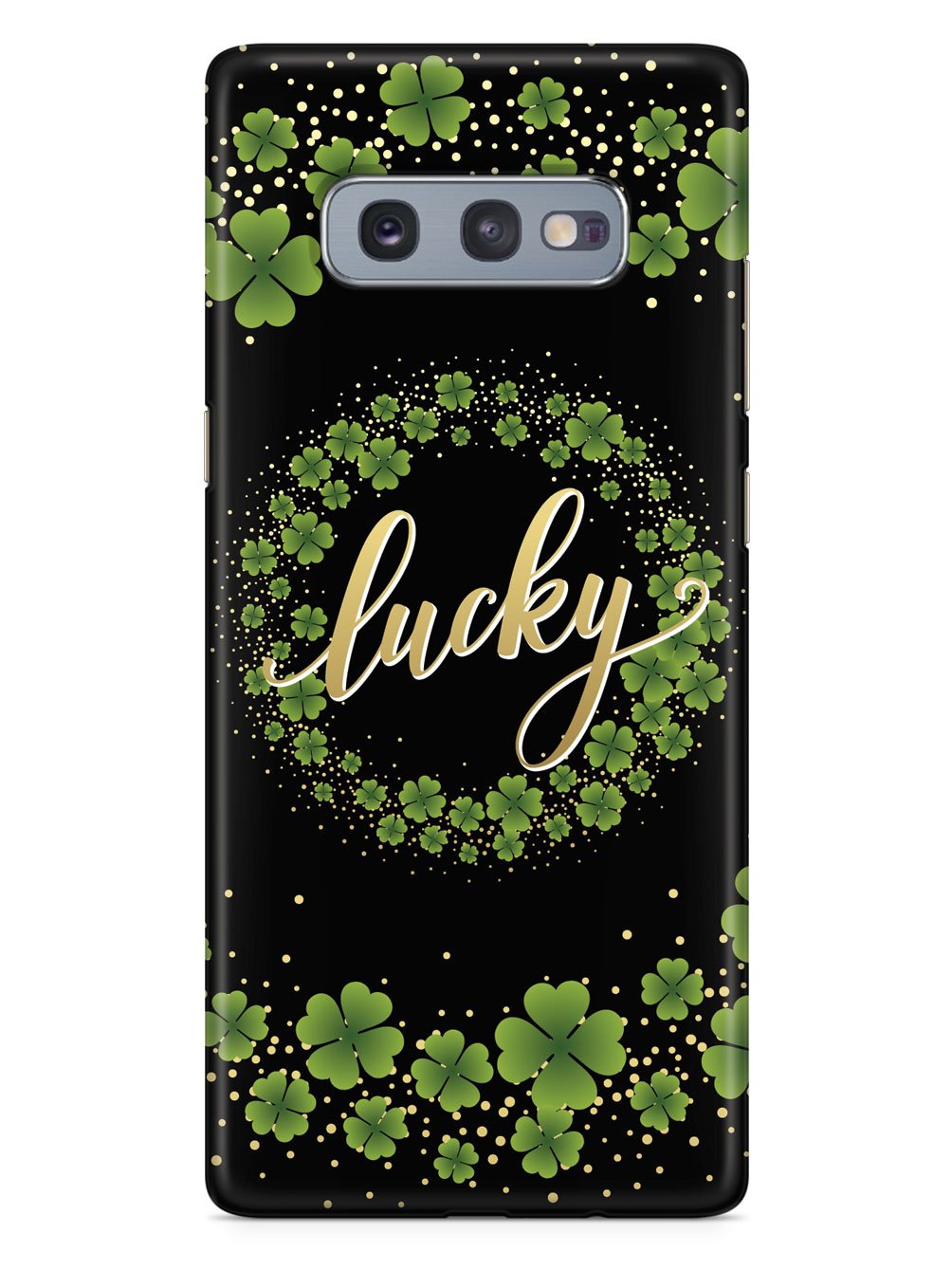 Lucky - Green and Gold Shamrocks - Black Case