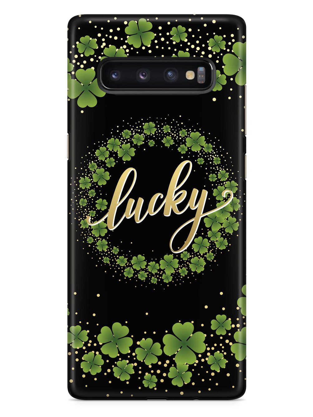 Lucky - Green and Gold Shamrocks - Black Case