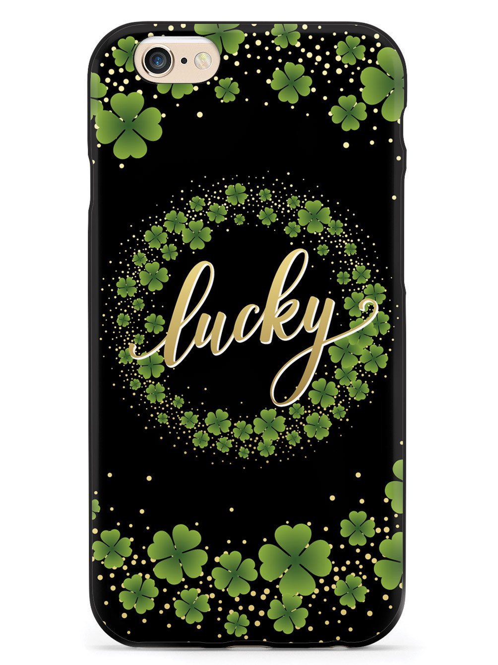 Lucky - Green and Gold Shamrocks - Black Case