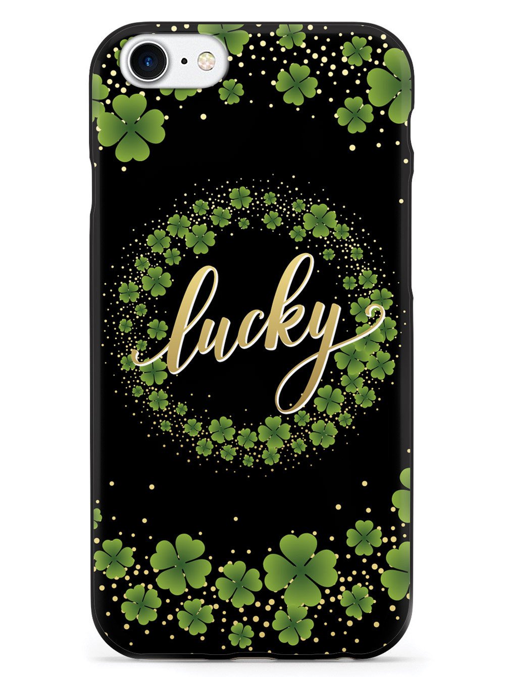 Lucky - Green and Gold Shamrocks - Black Case