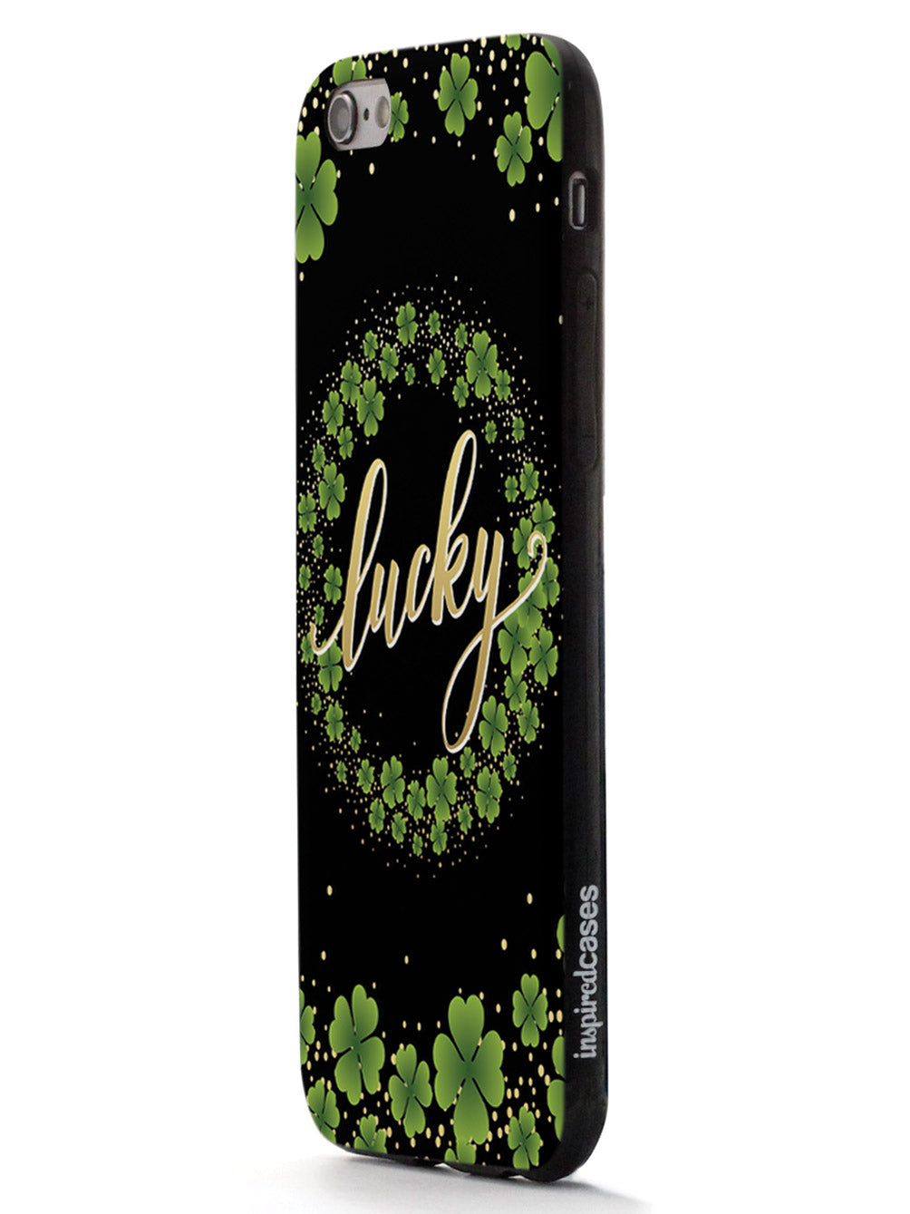 Lucky - Green and Gold Shamrocks - Black Case
