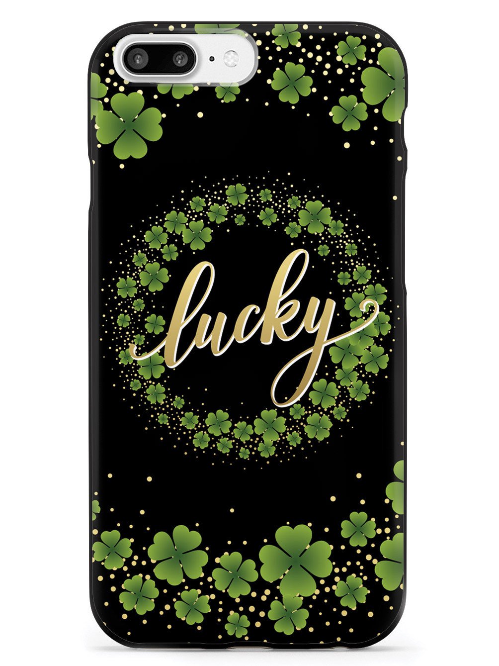 Lucky - Green and Gold Shamrocks - Black Case