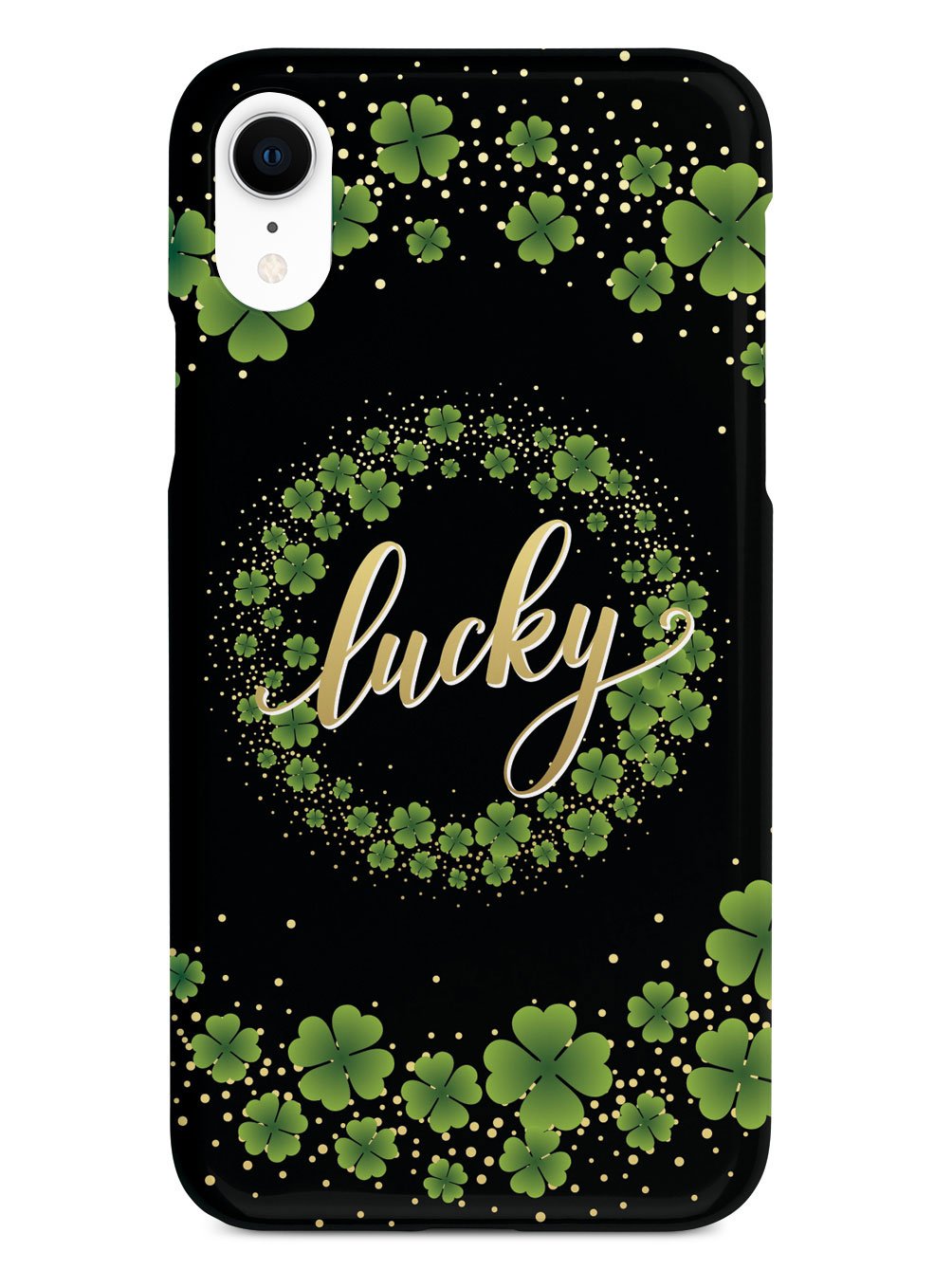Lucky - Green and Gold Shamrocks - Black Case