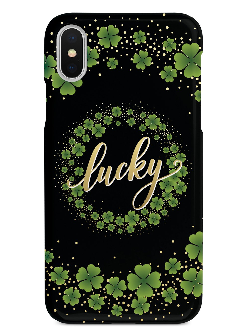 Lucky - Green and Gold Shamrocks - Black Case