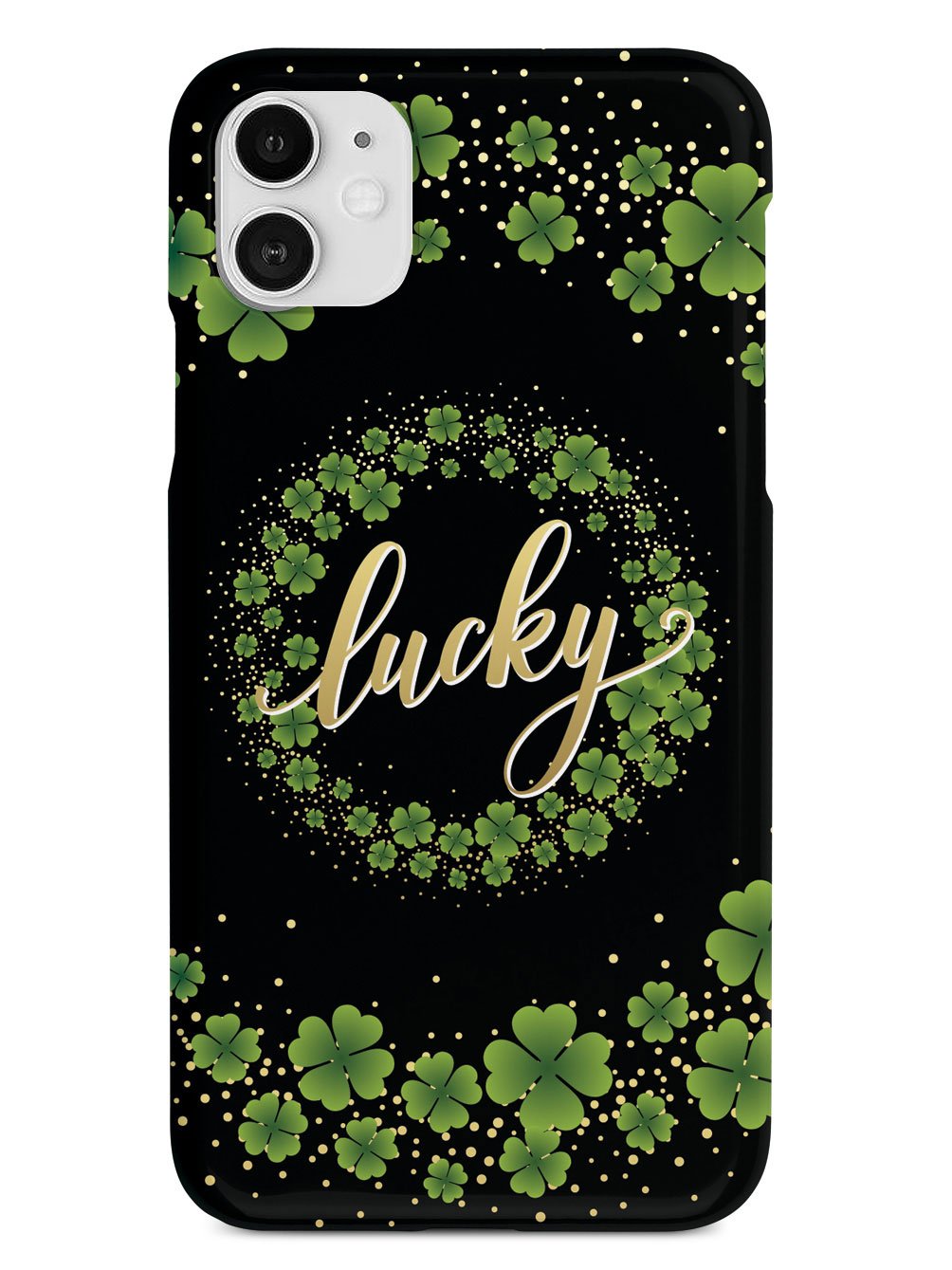 Lucky - Green and Gold Shamrocks - Black Case