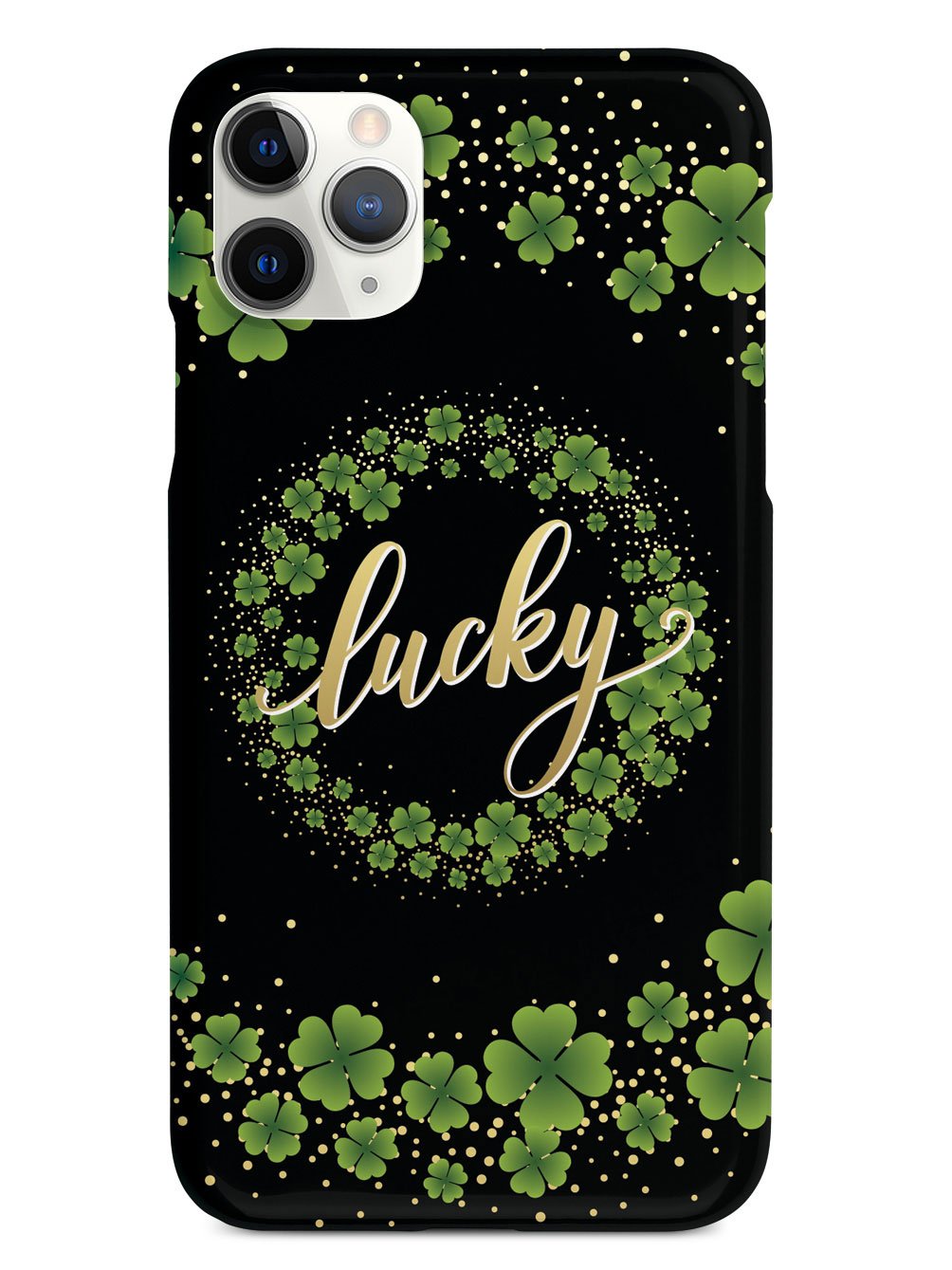 Lucky - Green and Gold Shamrocks - Black Case