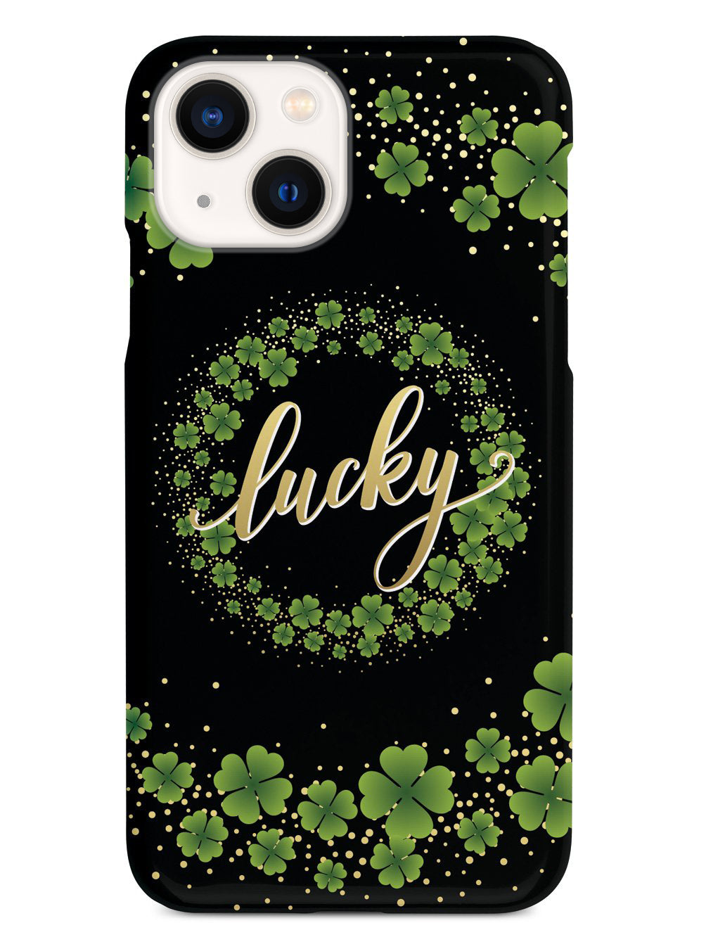 Lucky - Green and Gold Shamrocks - Black Case