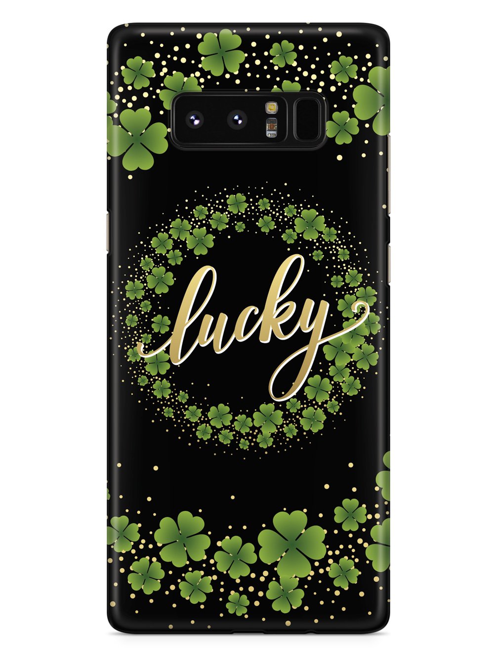 Lucky - Green and Gold Shamrocks - Black Case