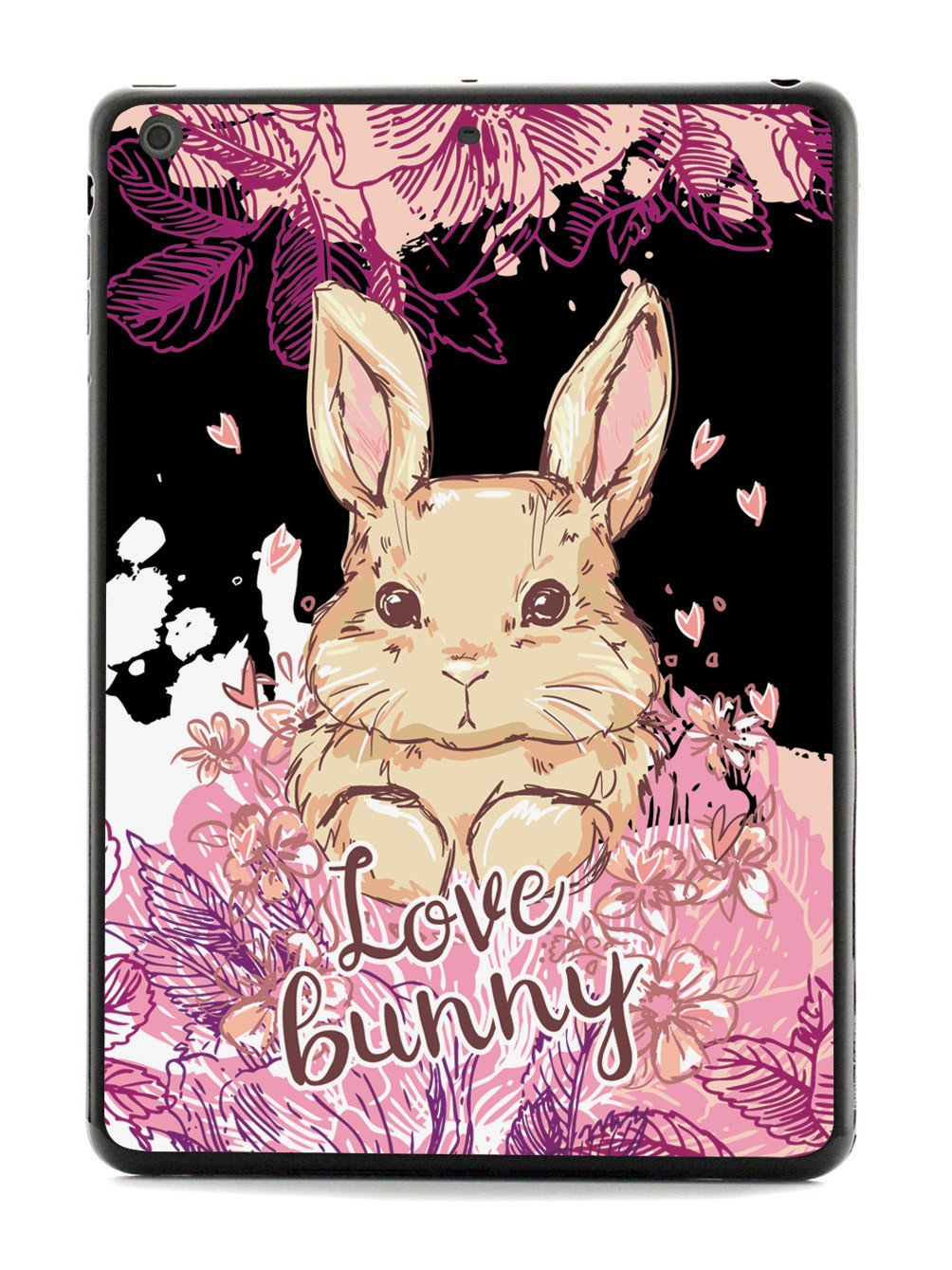 Adorable Floral Love Bunny - Black Case