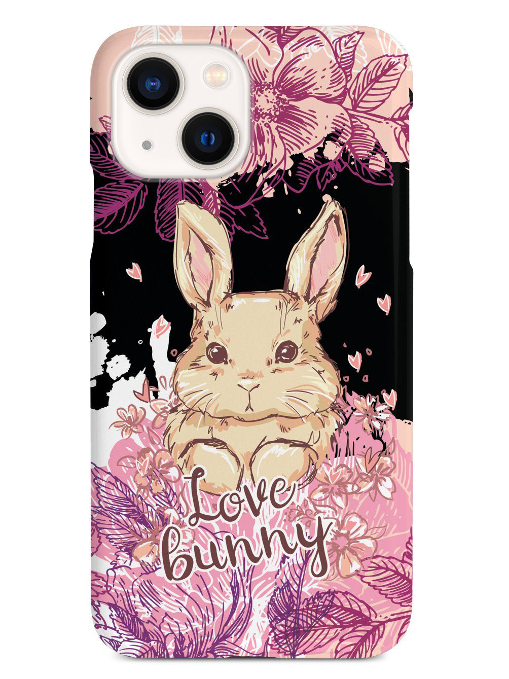 Adorable Floral Love Bunny - Black Case