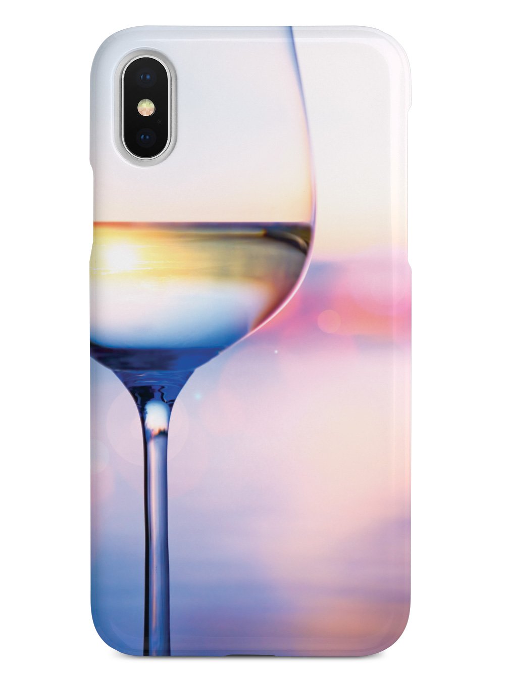 White Wine In Glass - Summer Sunset Background - White Case
