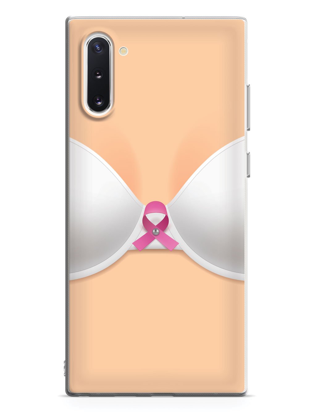 White Bra with Pink Ribbon - Breast Cancer Awareness Case